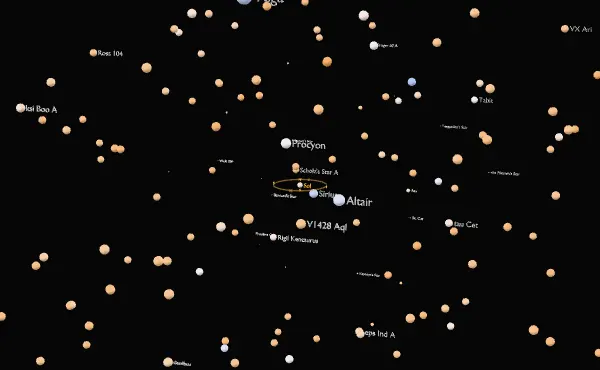Estrellas cercanas em realidad aumentada