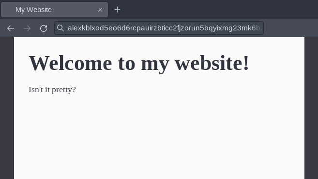 The hidden service, accessed on Tor browser.