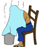 Alt= a man breathing steam by covering his head with a towel over a pan of hot water. Alt= a man breathing steam by covering his head with a towel over a pan of hot water.