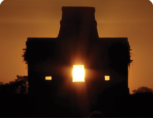 sun shining through a building