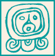 A maya hieroglyph with eyes and a nose.