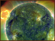 Picture of solar storm on the Sun