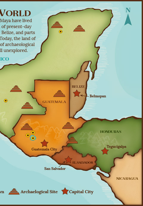 map of Gautemala, Belize and parts of Honduras and El Salvador